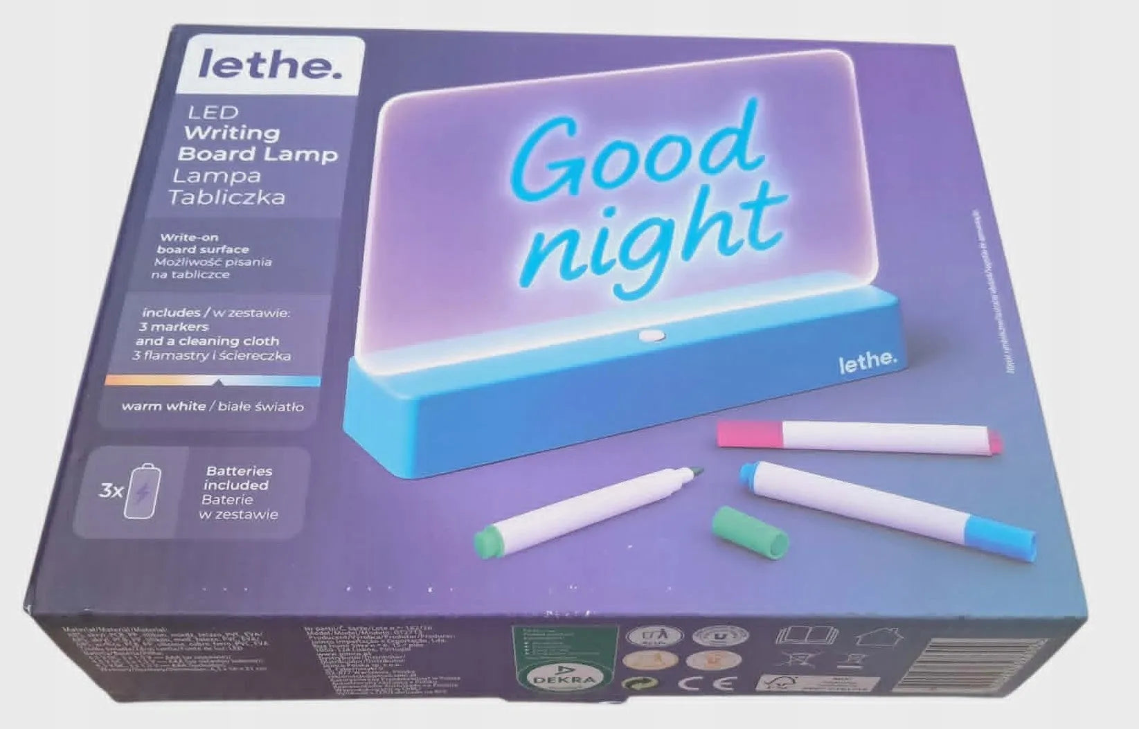 Lethe LED kūrybinė lentelė-šviestuvas – jūsų tekstas, mėlyna