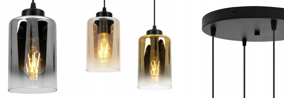„Light Home“ pakabinamas lubinis šviestuvas – juodas „Glamour“ stiliaus stiklinis šviestuvas virš stalo, „Loft“