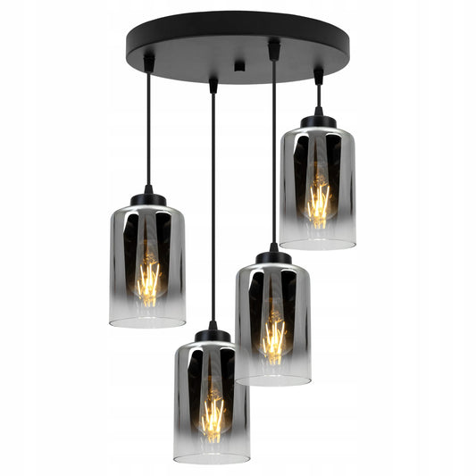 „Light Home“ pakabinamas lubinis šviestuvas – juodas „Glamour“ stiliaus stiklinis šviestuvas virš stalo, „Loft“