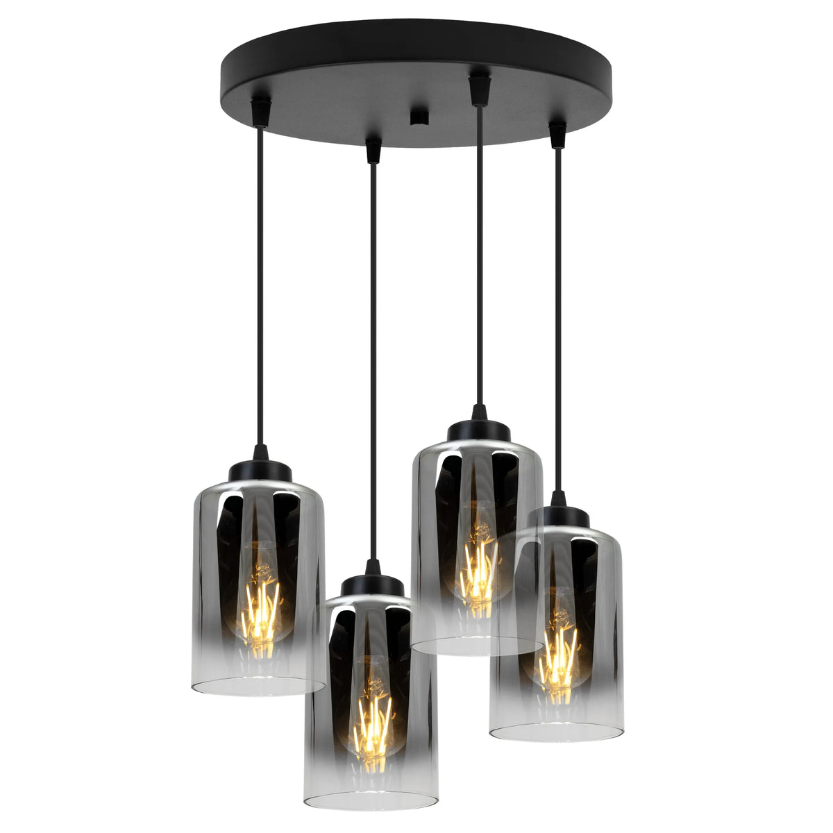 „Light Home“ pakabinamas lubinis šviestuvas – juodas „Glamour“ stiliaus stiklinis šviestuvas virš stalo, „Loft“