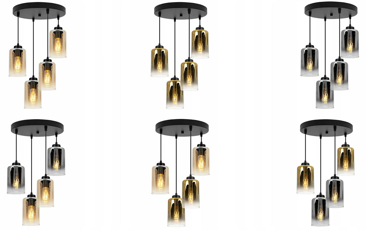 „Light Home“ pakabinamas lubinis šviestuvas – juodas „Glamour“ stiliaus stiklinis šviestuvas virš stalo, „Loft“