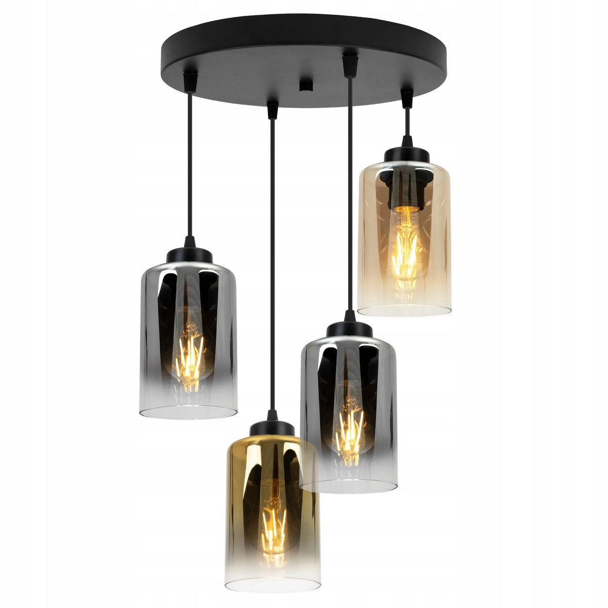 „Light Home“ pakabinamas lubinis šviestuvas – juodas „Glamour“ stiliaus stiklinis šviestuvas virš stalo, „Loft“
