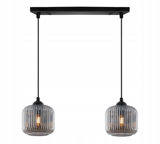 Light Home RIFFLE pakabinamas lubinis šviestuvas su grafito spalvos stikliniu gaubtu, 2 × E27, glamour