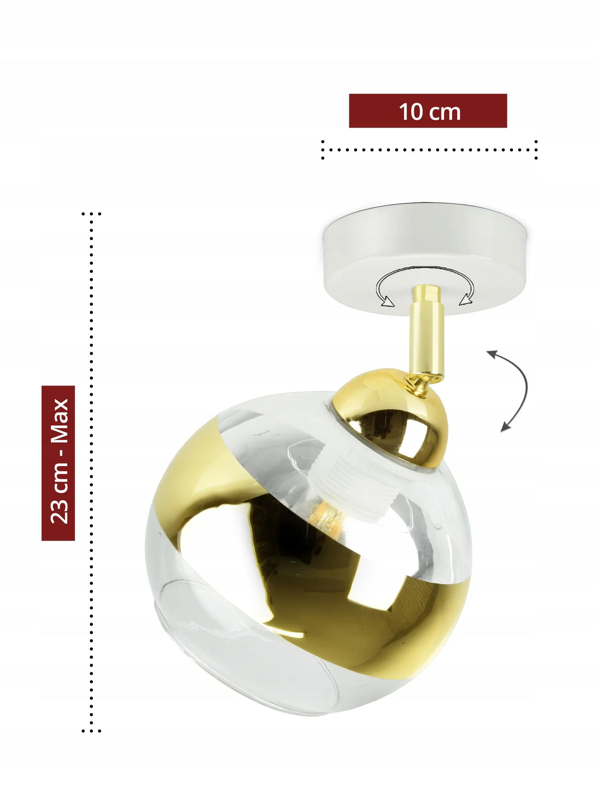 Lubinis pakabinamas šviestuvas – baltas ir auksinis GLASS EG1 LED