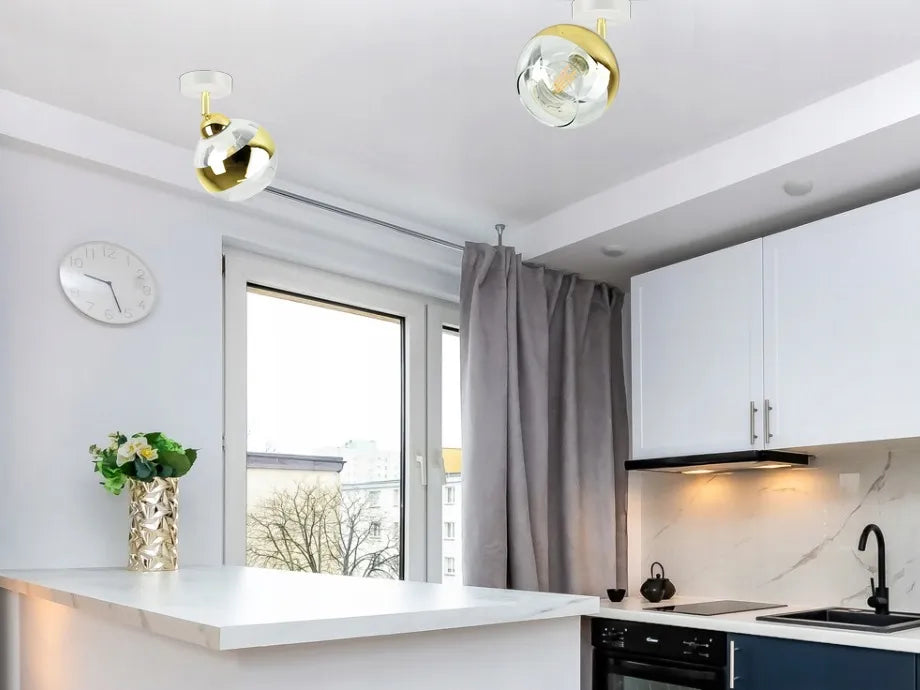 Lubinis pakabinamas šviestuvas – baltas ir auksinis GLASS EG1 LED