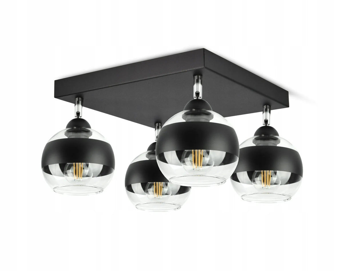 Lubinis pakabinamas šviestuvas „Black Belt“ AG4 LED E27, juodas, su stiklo rutuliais