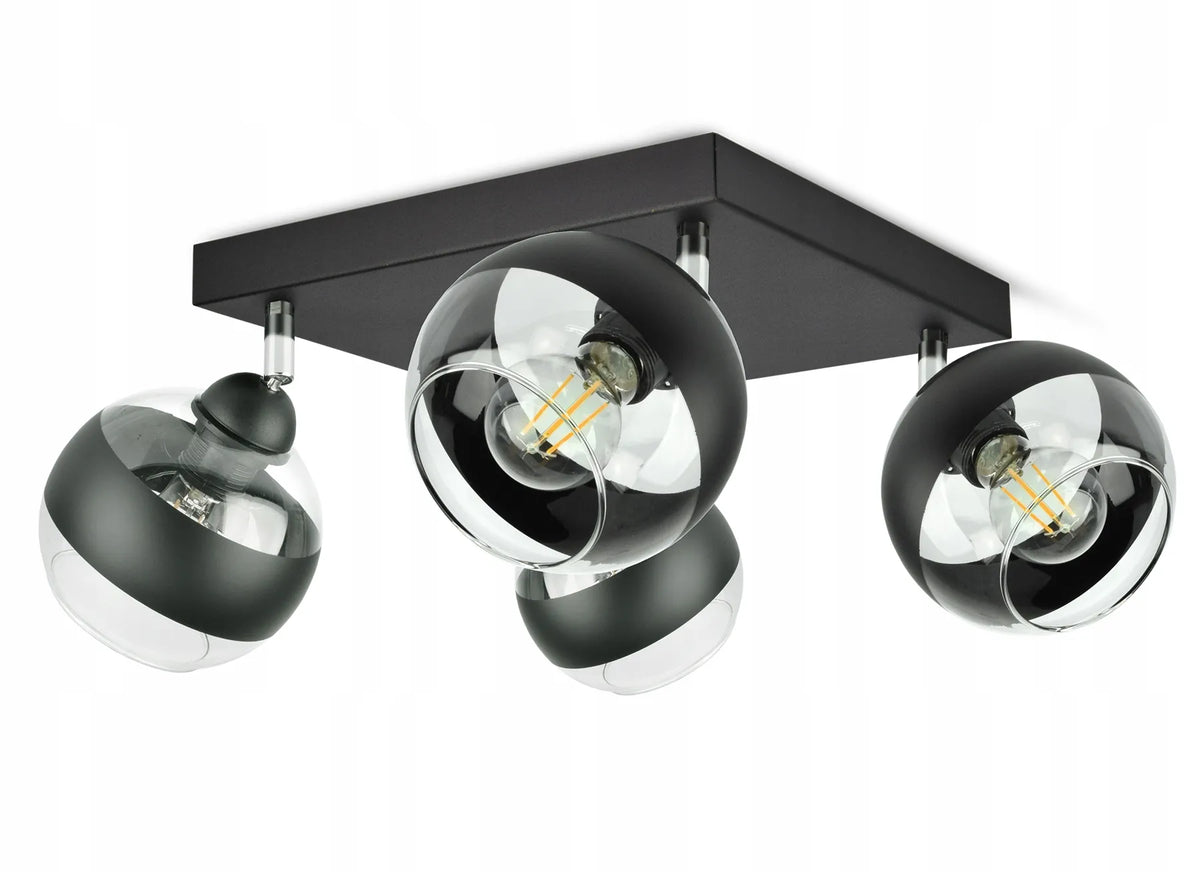 Lubinis pakabinamas šviestuvas „Black Belt“ AG4 LED E27, juodas, su stiklo rutuliais