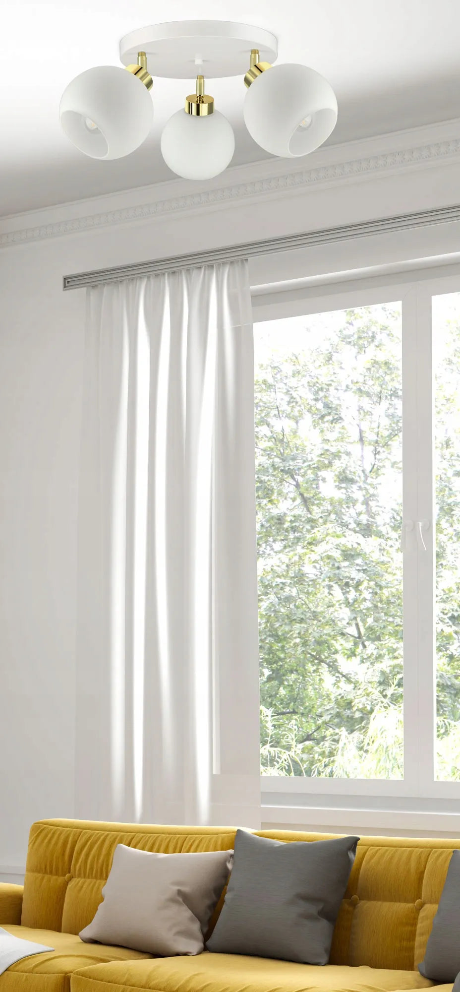 Lubinis pakabinamas šviestuvas „Luxolar“ White Glass EG3, baltos stiklo sferos, LED E27