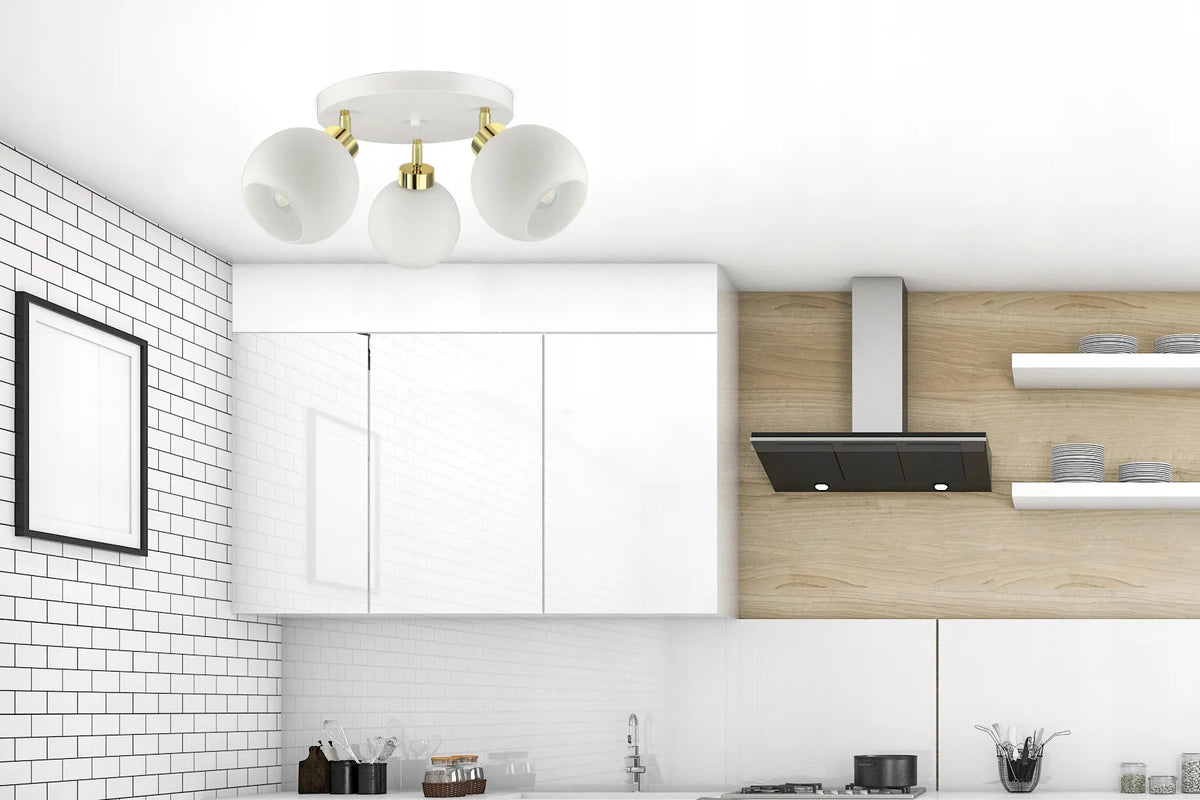 Lubinis pakabinamas šviestuvas „Luxolar“ White Glass EG3, baltos stiklo sferos, LED E27