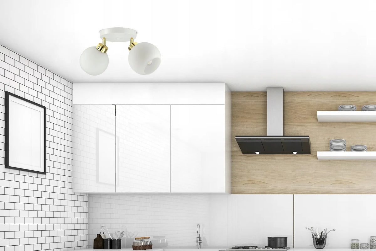 Lubinis pakabinamas šviestuvas „Luxolar White Glass“ su baltais stikliniais gaubtais, EG2, LED, E27
