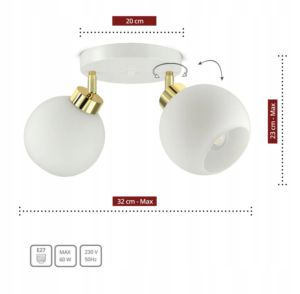 Lubinis pakabinamas šviestuvas „Luxolar White Glass“ su baltais stikliniais gaubtais, EG2, LED, E27