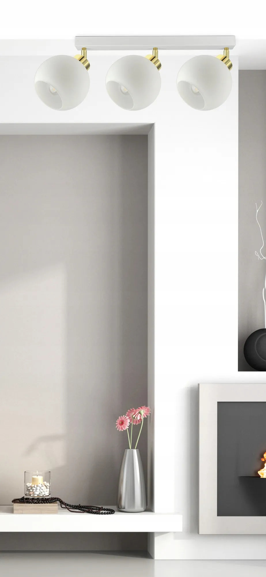 Lubinis pakabinamas šviestuvas „White Glass“ BG3, 3 stikliniai gaubtai, E27