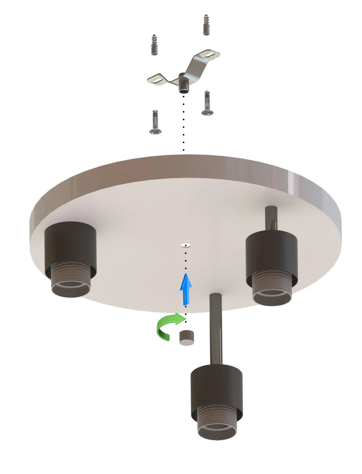 Lubinis šviestuvas, pakabinamas šviestuvas, metalinis LOFT LED 3xE27, juodas, 382-E3 SPOT