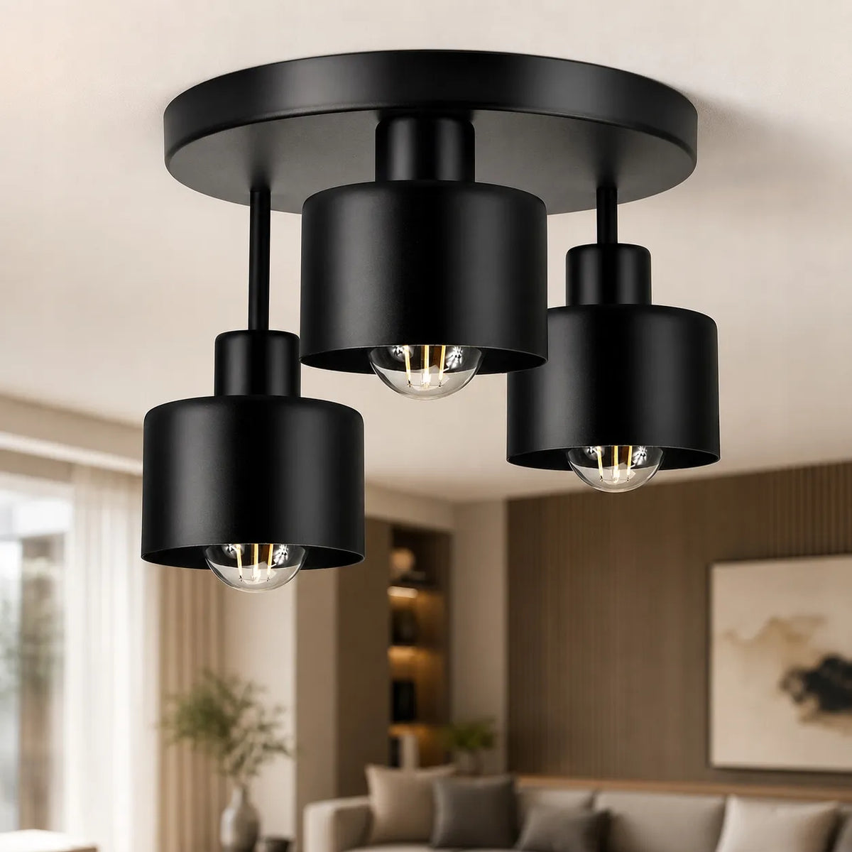 Lubinis šviestuvas, pakabinamas šviestuvas, metalinis LOFT LED 3xE27, juodas, 382-E3 SPOT