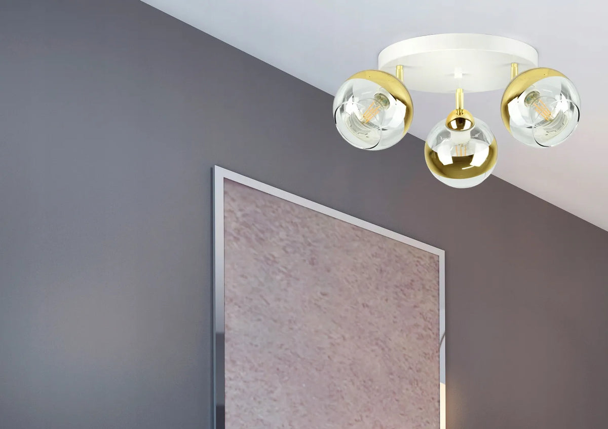 Lubų lempa – šviestuvas, balta ir auksinė, GLASS EG3 LED