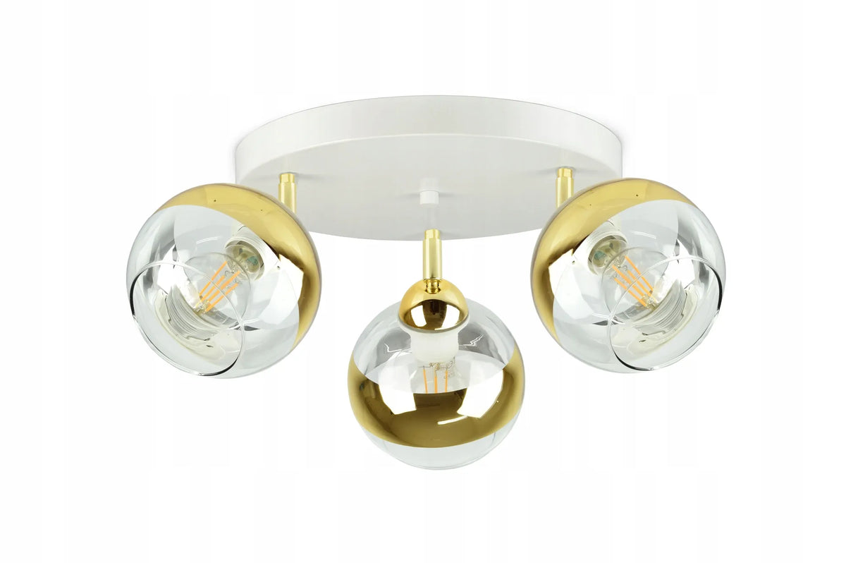 Lubų lempa – šviestuvas, balta ir auksinė, GLASS EG3 LED