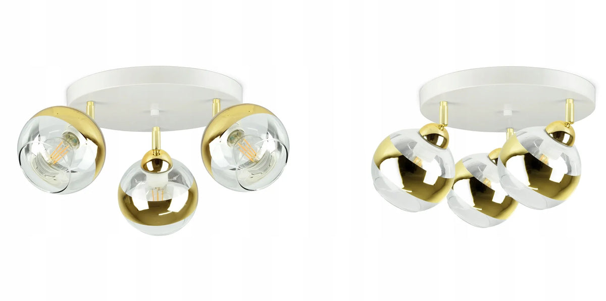 Lubų lempa – šviestuvas, balta ir auksinė, GLASS EG3 LED