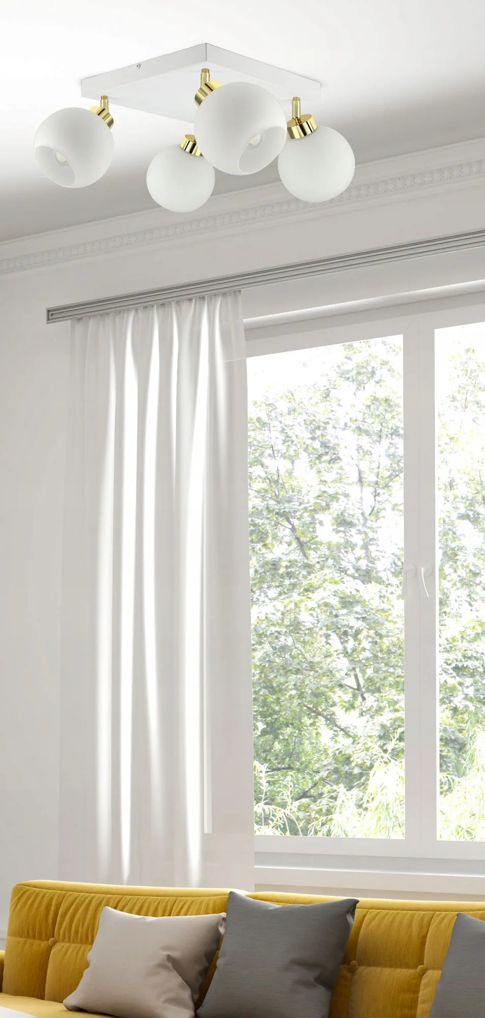 Luxolar White Glass AG4 pakabinamas lubinis šviestuvas su 4 baltais stikliniais gaubtais, E27