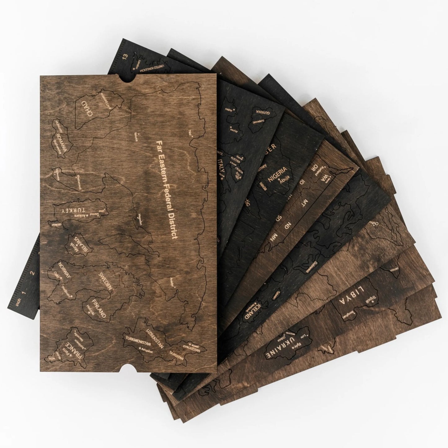 Medinis 3D pasaulio žemėlapis 105x60 cm, miestai, sostinės, 222 lipnūs priedai