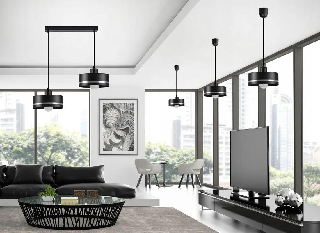 Metalinis pakabinamas lubinis šviestuvas „Luxolar“ su sidabrine juostele