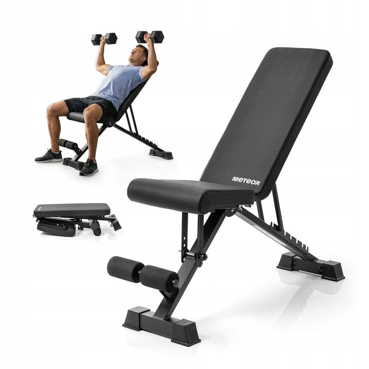 Meteor BCH-100 reguluojamas sulankstomas treniruočių suolelis iki 150 kg