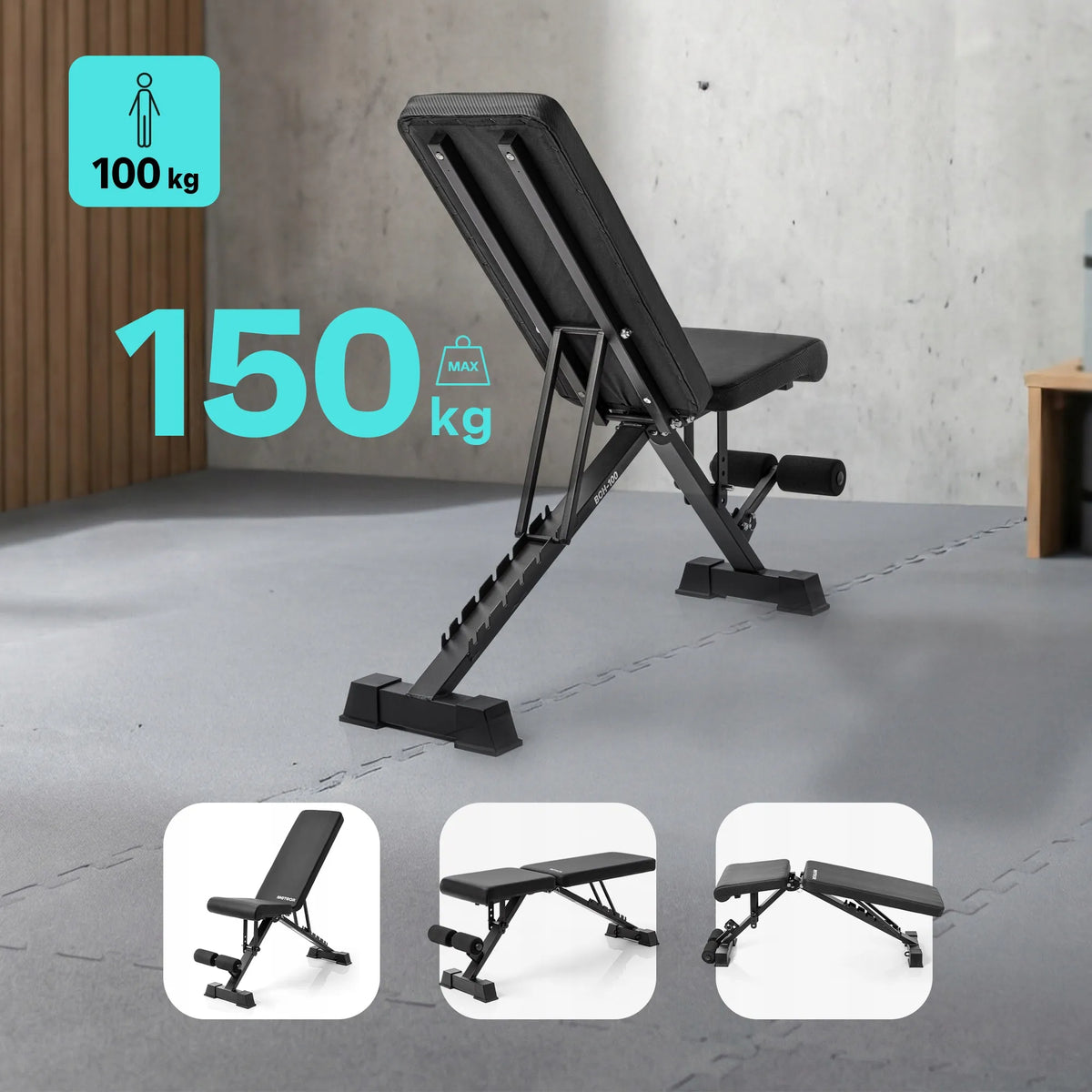 Meteor BCH-100 reguluojamas sulankstomas treniruočių suolelis iki 150 kg