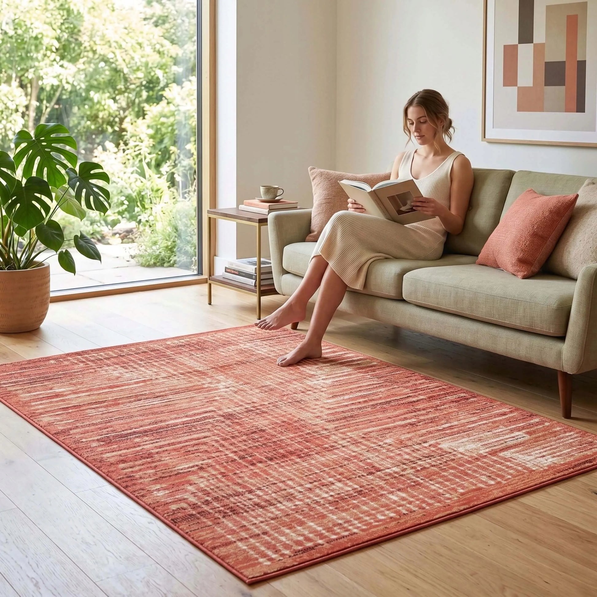 Modernus 100x150 raudonas kilimas Eureka Home – stilingas svetainės ir miegamojo akcentas