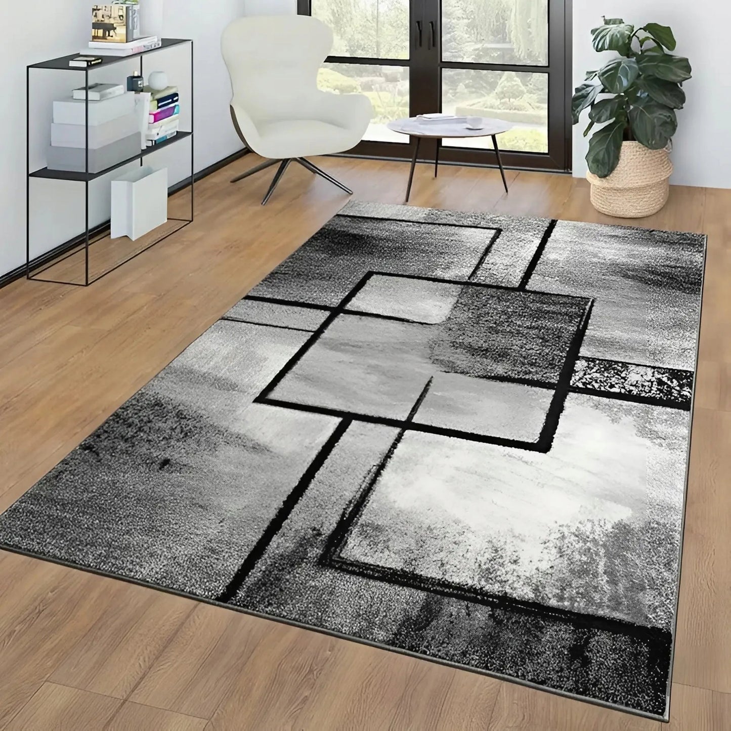 Modernus 200x300 cm Dywany Chemex kilimas – vintažinis, neslystantis, pilkas/juodas, lofto stiliaus