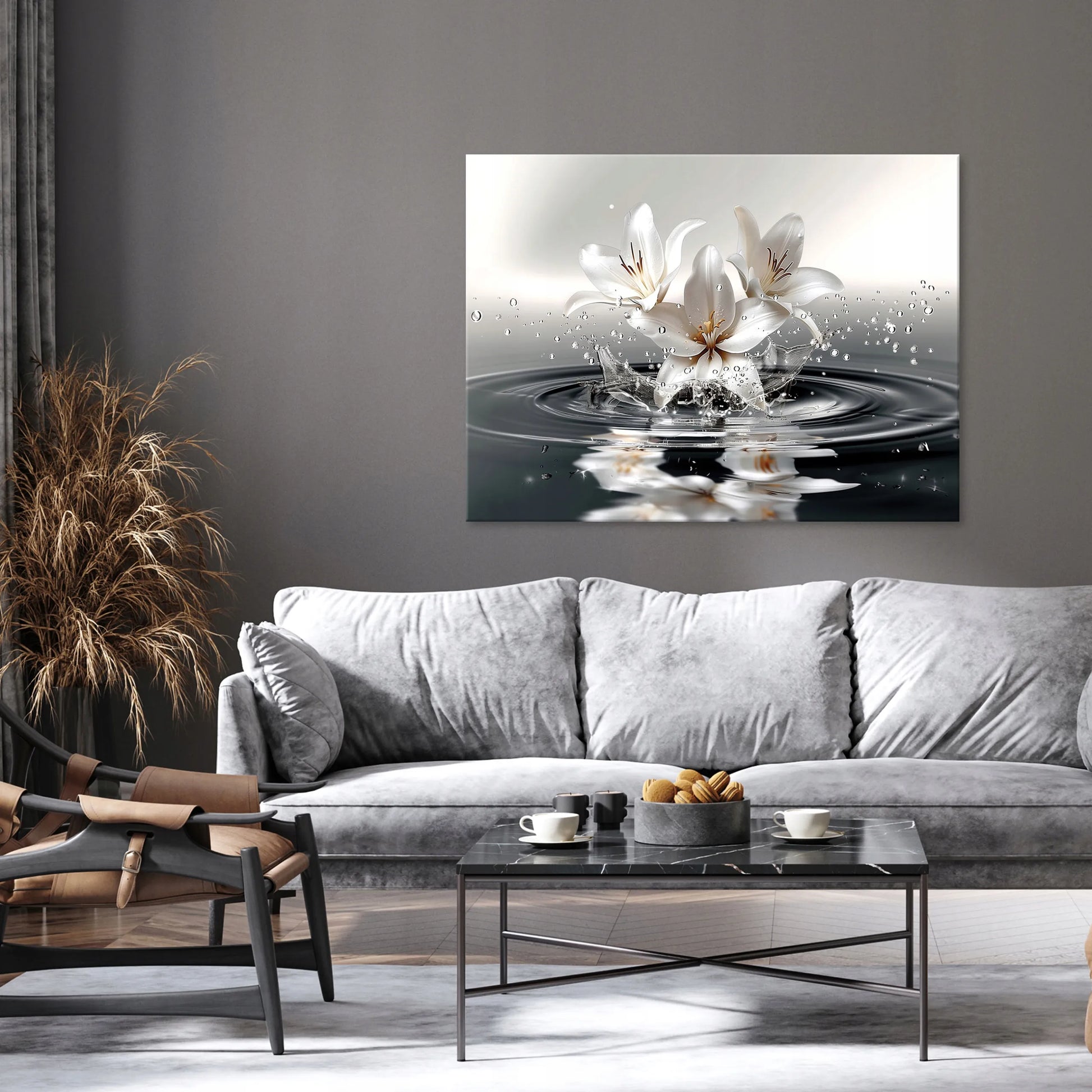 Modernus Gėlių Paveikslas ant Drobės 100x70 cm – Svetainei, Miegamajam ar Virtuvei