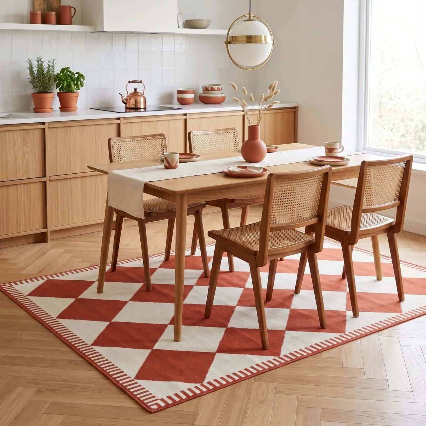 Modernus geometrinis kilimas Eureka Home 120x170 cm - raudonas
