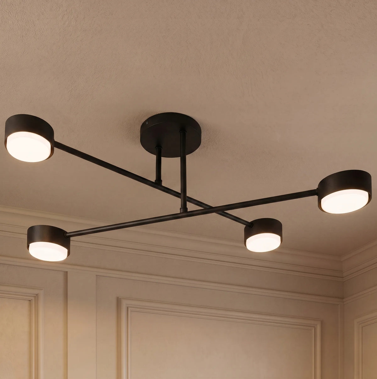 Modernus juodas matinis lubinis šviestuvas, plafonas, 4 × GX53 LED