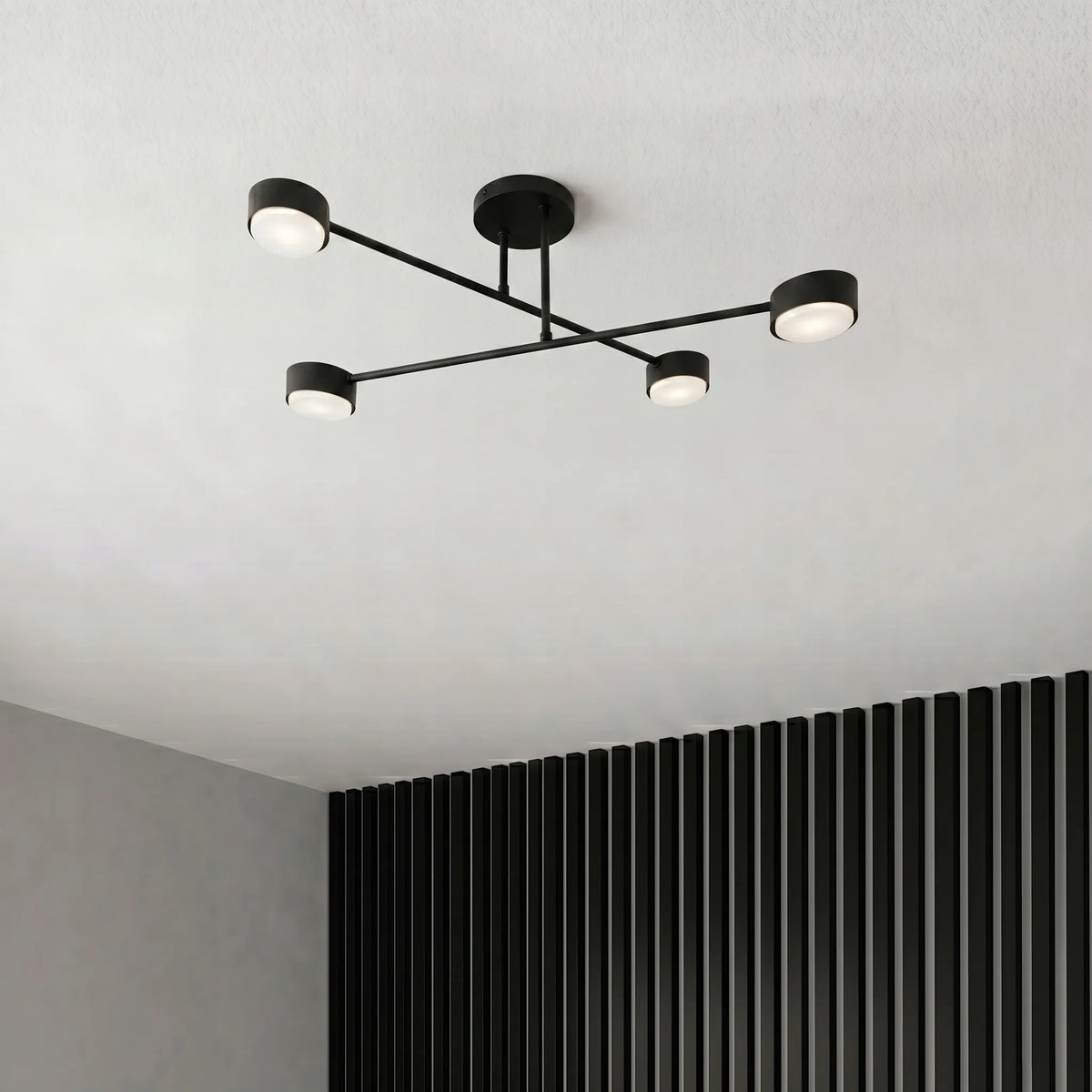 Modernus juodas matinis lubinis šviestuvas, plafonas, 4 × GX53 LED
