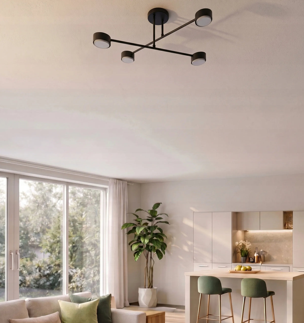 Modernus juodas matinis lubinis šviestuvas, plafonas, 4 × GX53 LED