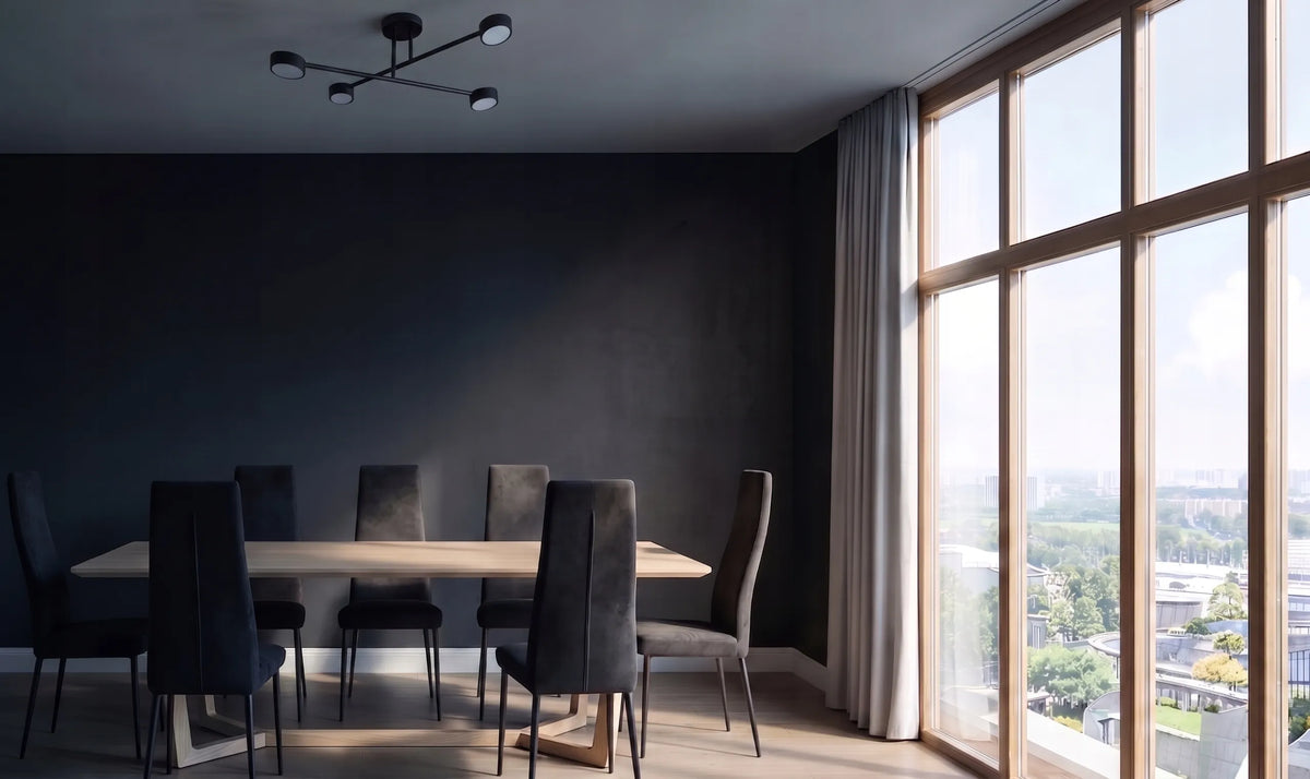 Modernus juodas matinis lubinis šviestuvas, plafonas, 4 × GX53 LED