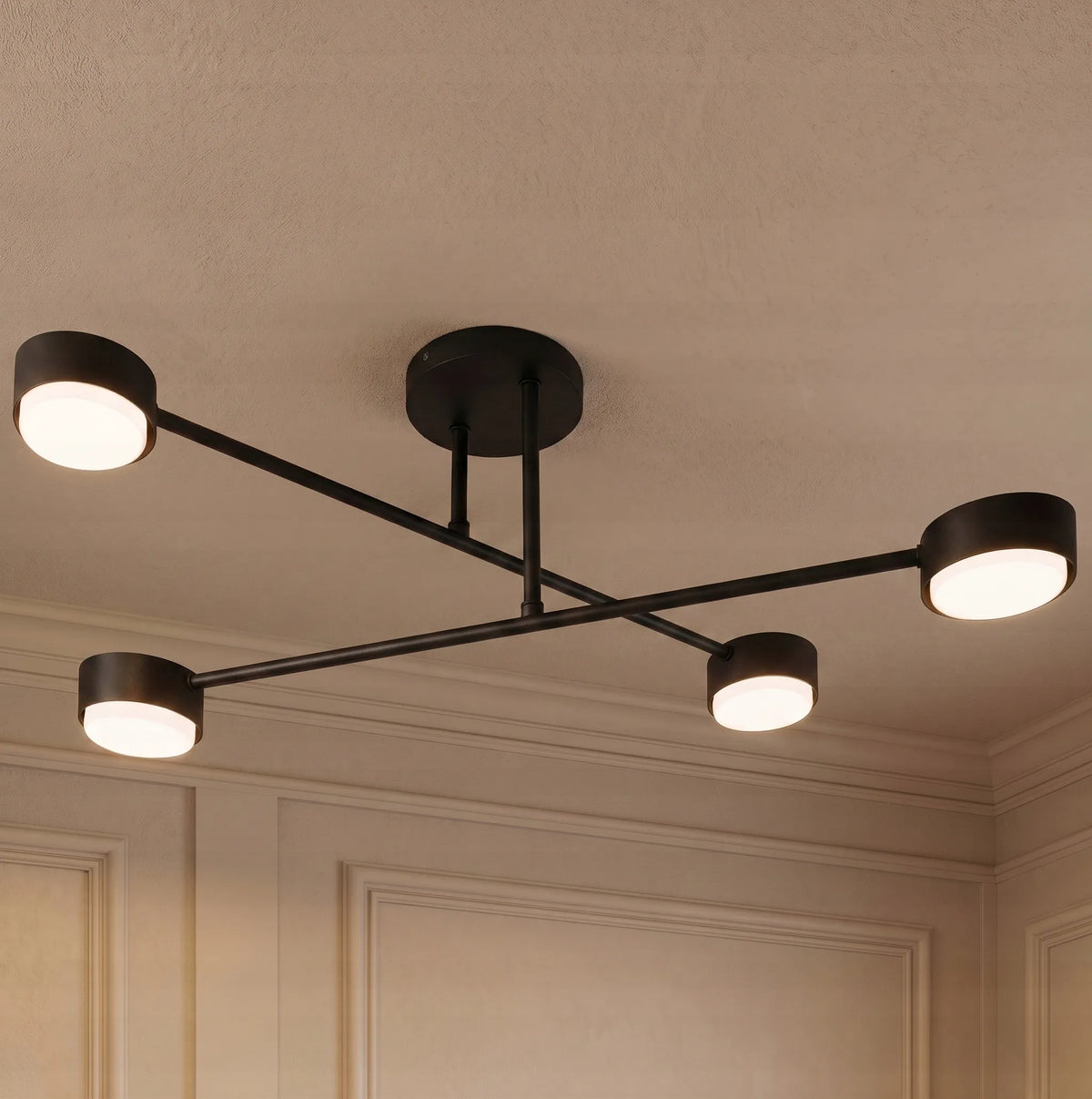 Modernus juodas matinis lubinis šviestuvas, plafonas, 4 × GX53 LED