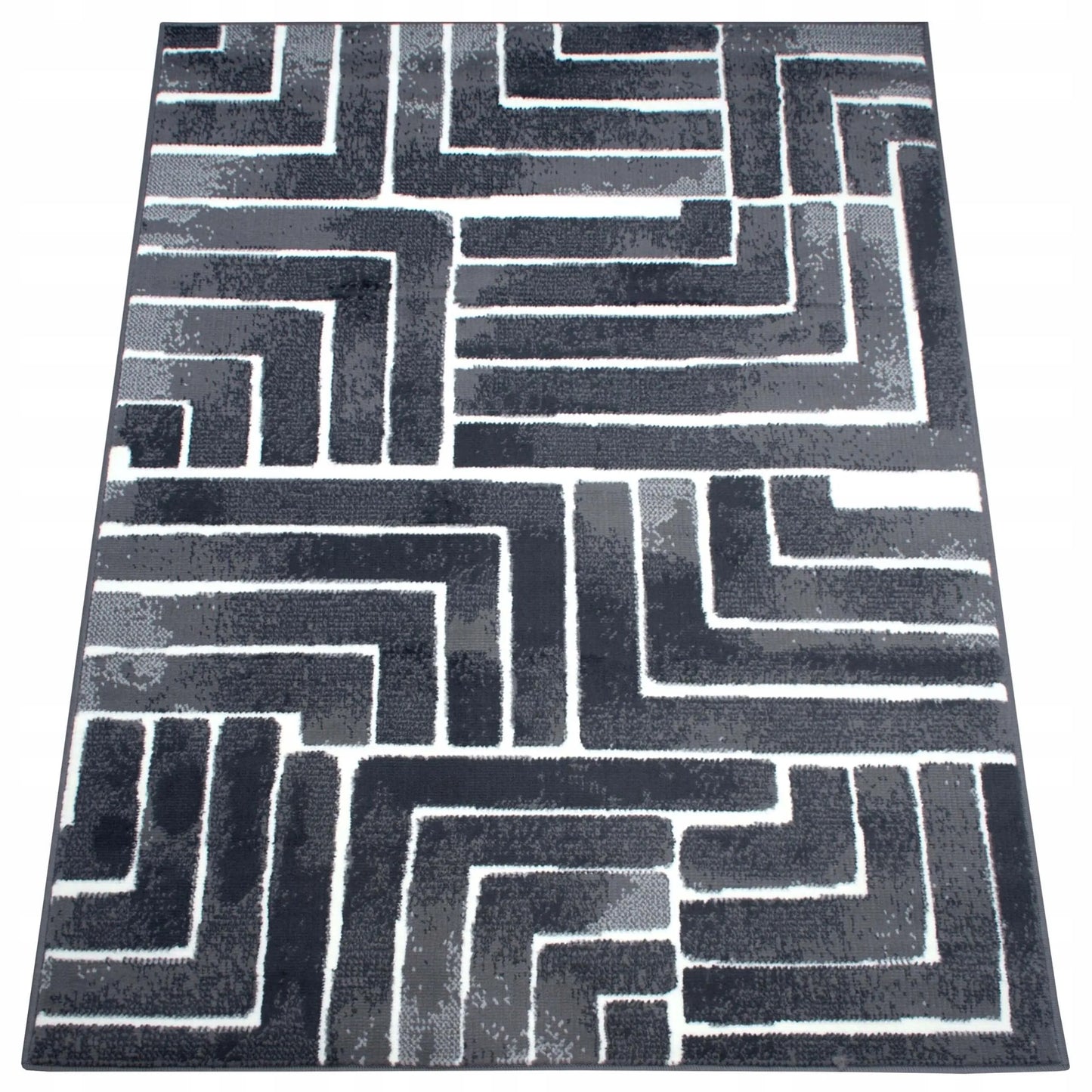 Modernus kilimas svetainei ir virtuvei 100x150 cm – pilkas, minkštas, loft stiliaus
