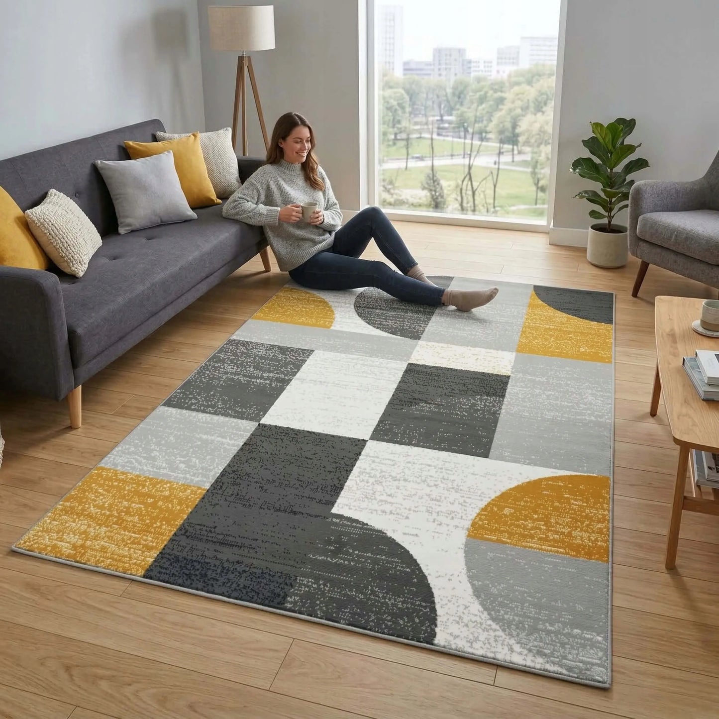 MODERNUS KILIMAS SVETAINEI, VIRTUVĖI AR MIEGAMAJAM – MINKŠTAS, PILKAS, 100X150 CM