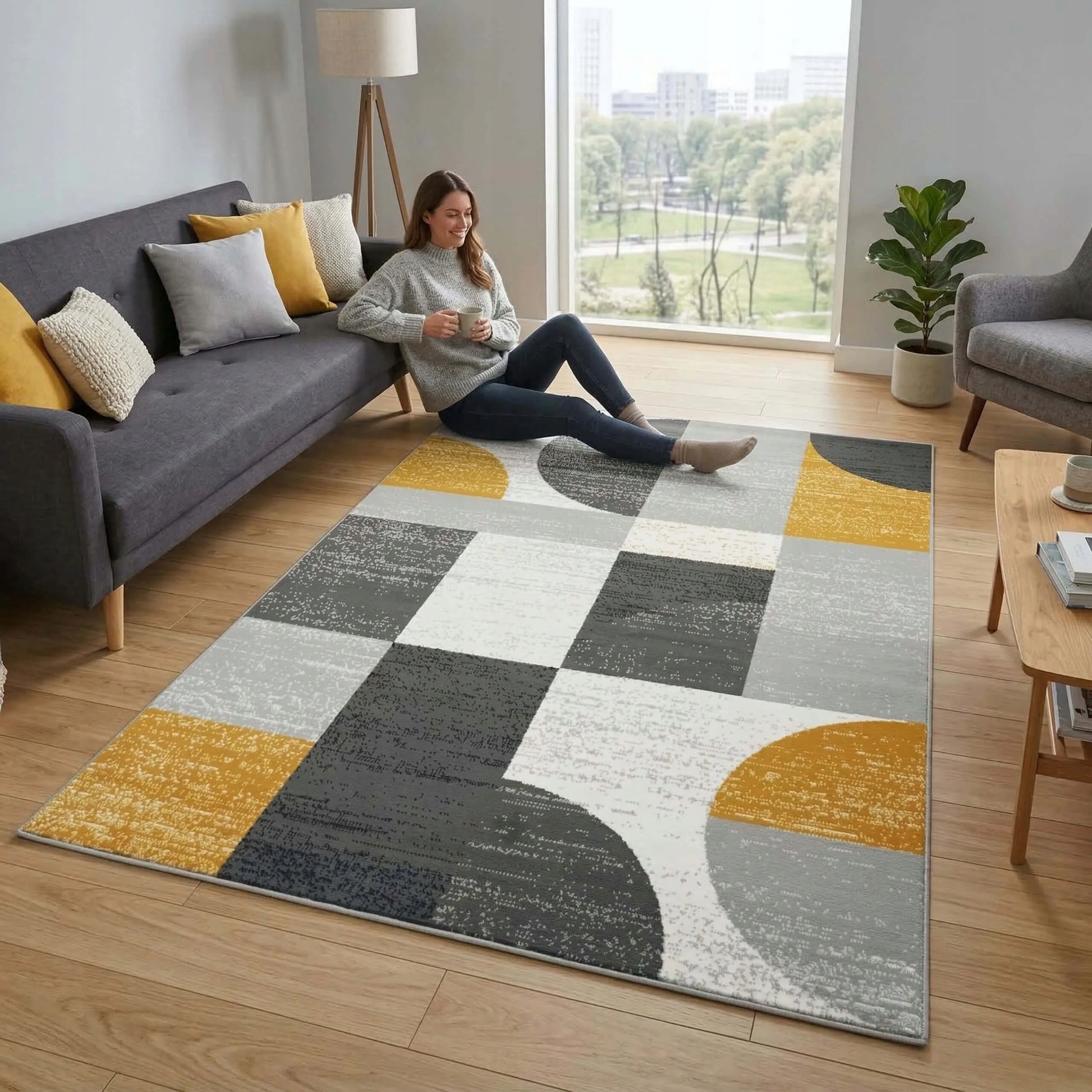 MODERNUS KILIMAS SVETAINEI, VIRTUVĖI AR MIEGAMAJAM – MINKŠTAS, PILKAS, 100X150 CM