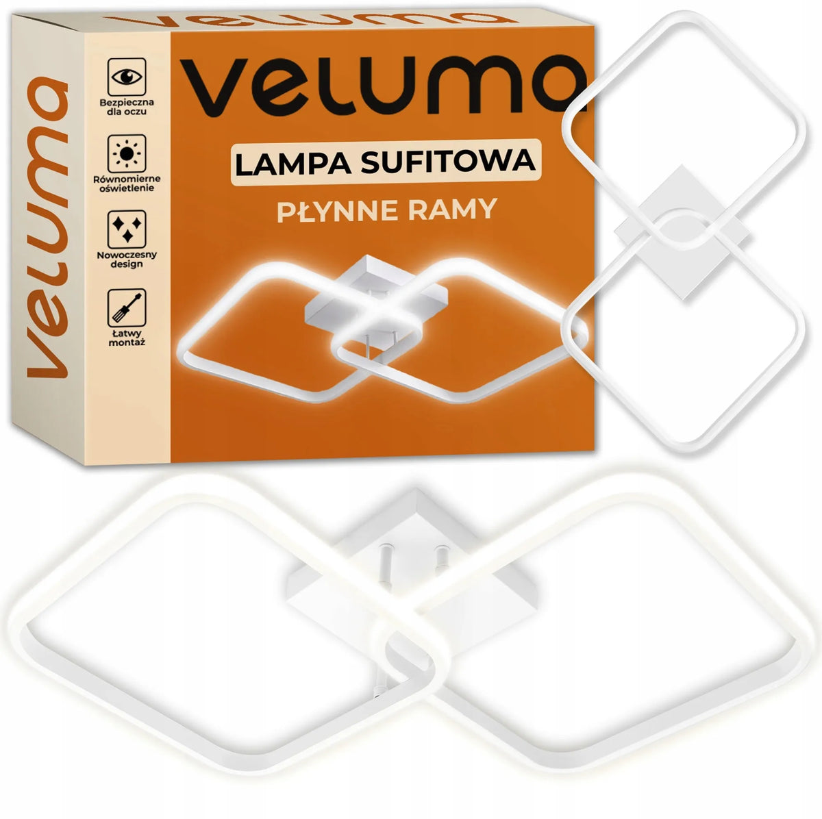 Modernus kvadratinis LED lubinis šviestuvas Veluma 60 W, 3000 K, 6000 lm