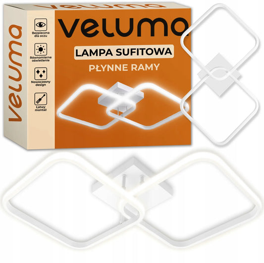 Modernus kvadratinis LED lubinis šviestuvas Veluma 60 W, 3000 K, 6000 lm