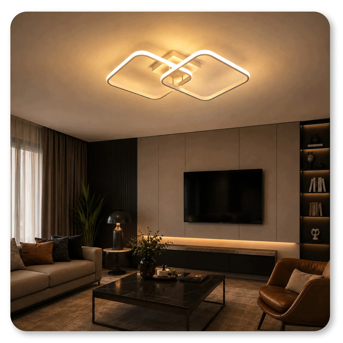 Modernus kvadratinis LED lubinis šviestuvas Veluma 60 W, 3000 K, 6000 lm