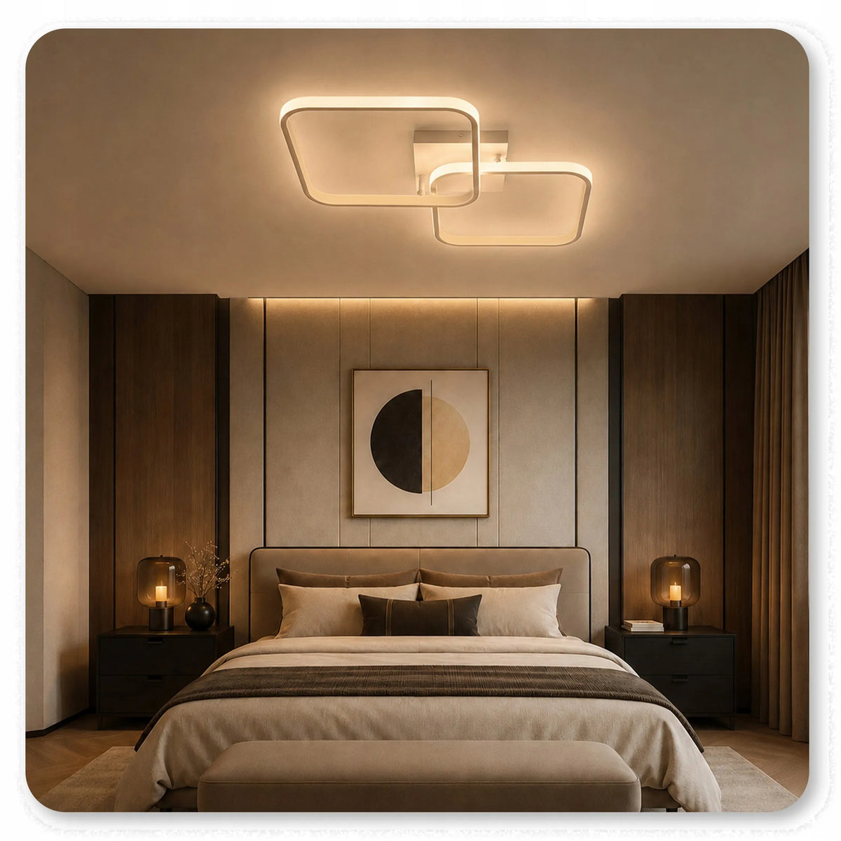 Modernus kvadratinis LED lubinis šviestuvas Veluma 60 W, 3000 K, 6000 lm