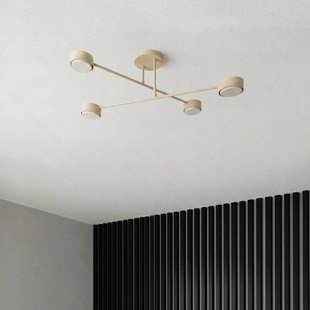 Modernus lubinis šviestuvas–plafonas, šviestuvas su 4 GX53 LED lizdais, smėlio spalvos, „Ecru Kaszmir“
