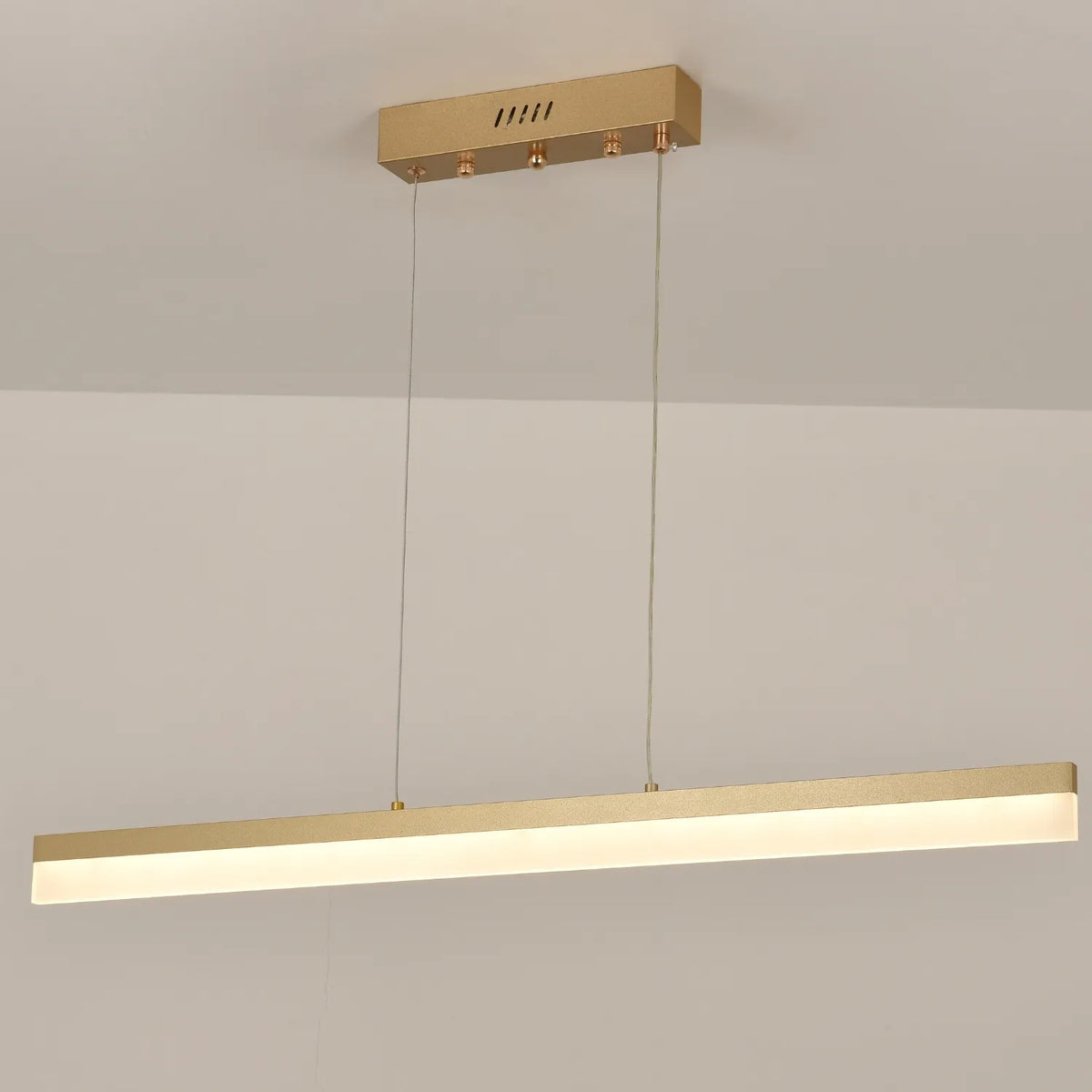 Modernus pakabinamas lubinis LED šviestuvas su pulteliu, auksinis, 23 W, 80 cm