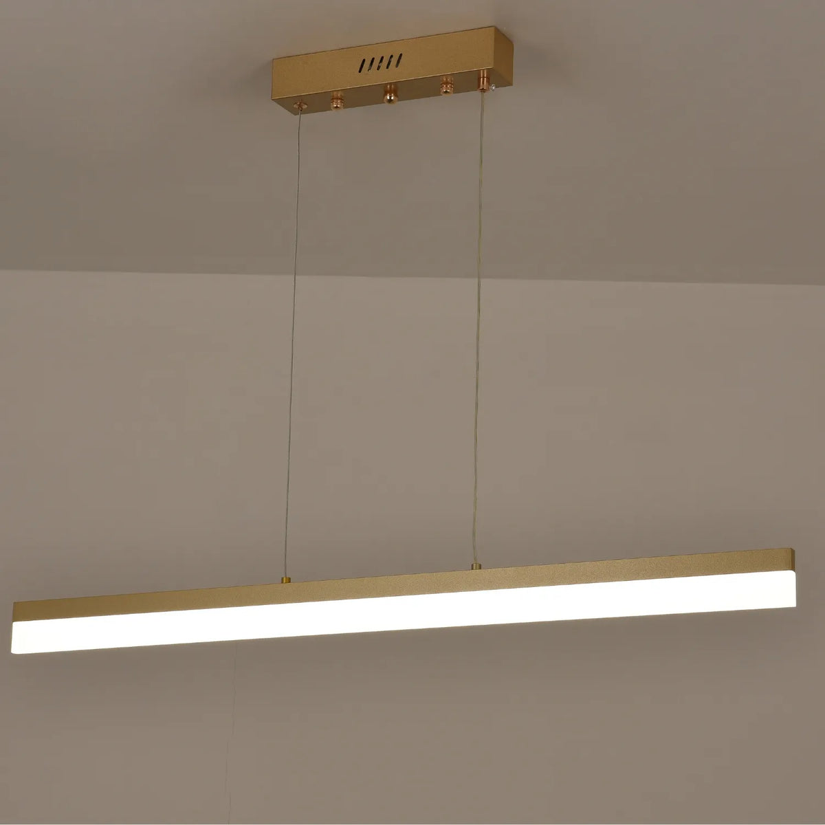 Modernus pakabinamas lubinis LED šviestuvas su pulteliu, auksinis, 23 W, 80 cm
