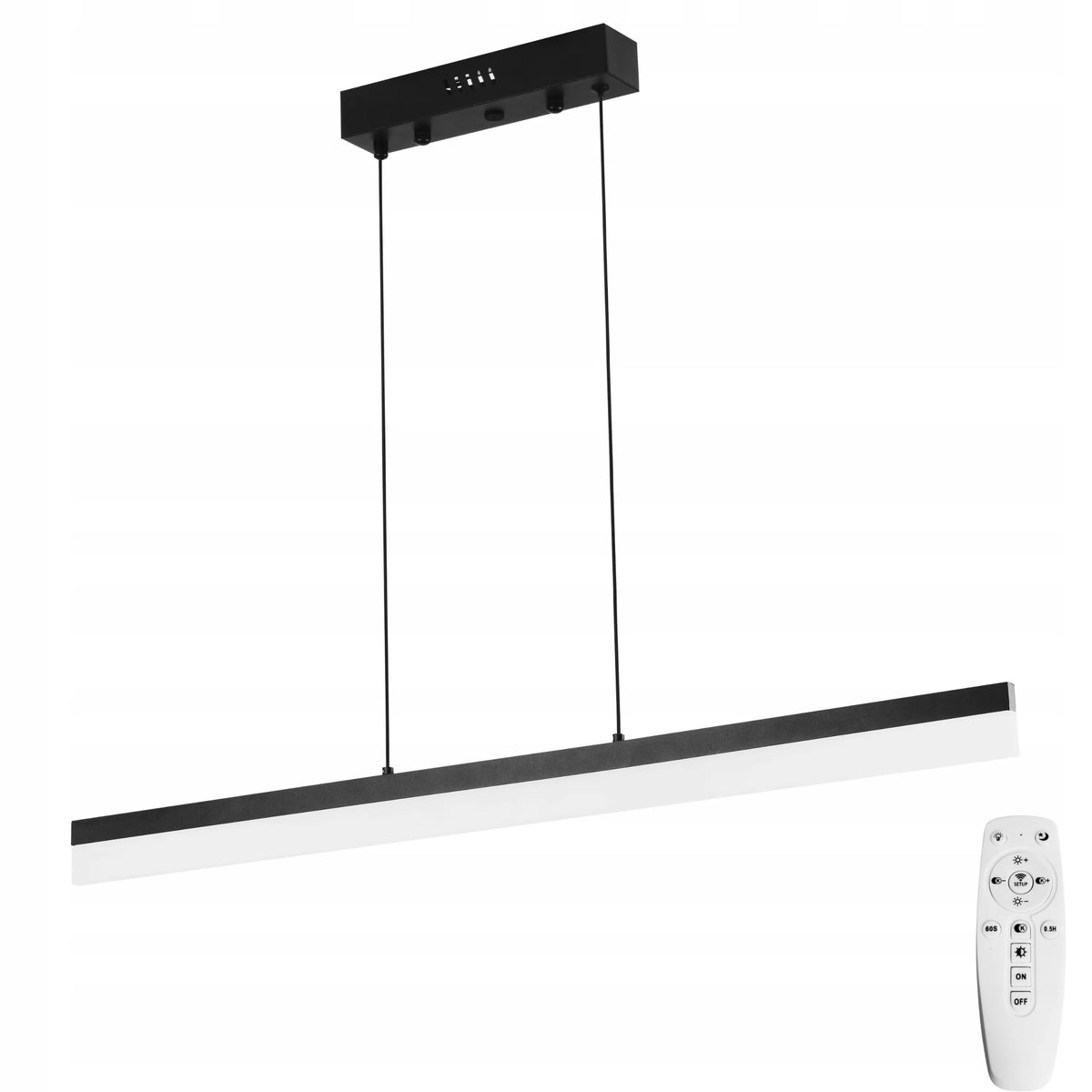 Modernus pakabinamas lubinis šviestuvas LED su nuotolinio valdymo pulteliu, 30 W, 80 cm, juodas, virš stalo