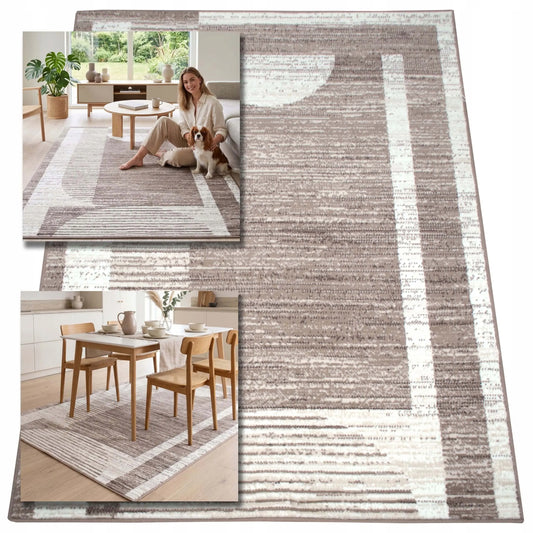 Modernus smėlio spalvos kilimas, 100x150 cm – stilingas akcentas svetainei, miegamajam ar virtuvei