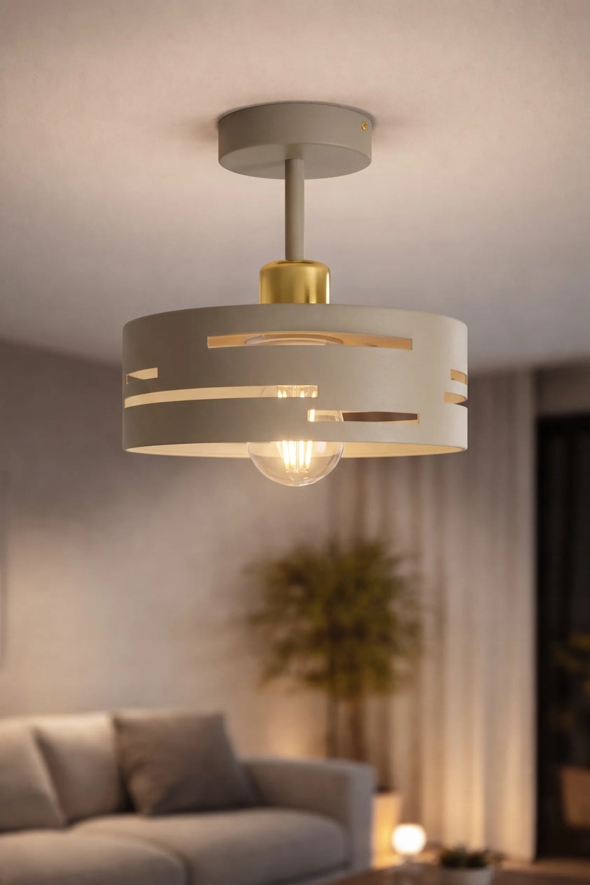 Modernus smėlio spalvos pakabinamas lubinis šviestuvas „Laser Kaszmir“ E27, auksinis, Luxolar