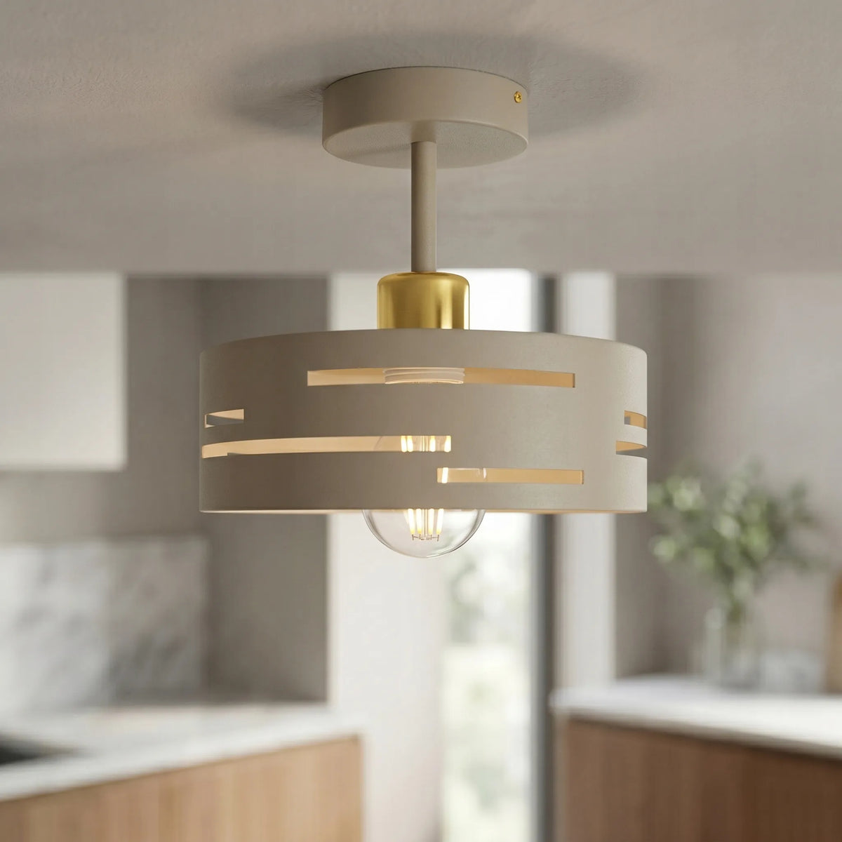Modernus smėlio spalvos pakabinamas lubinis šviestuvas „Laser Kaszmir“ E27, auksinis, Luxolar