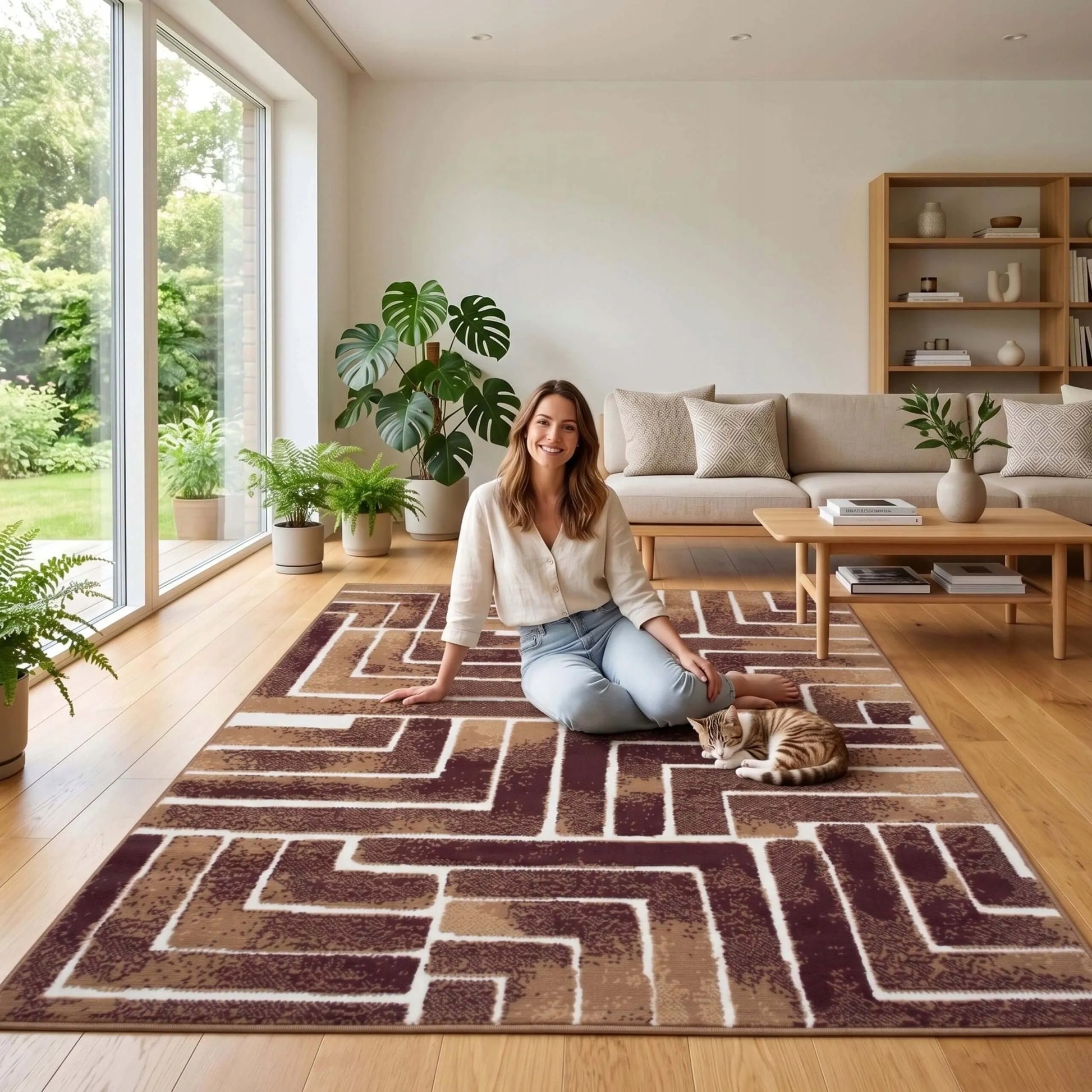 Modernus svetainės ir virtuvės kilimas 100x150 cm – stilingas „Loft“ dizainas, minkštas ir jaukus